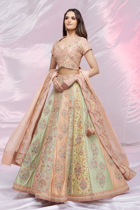 Aariyana Couture - Green Lehenga And Blouse Dupion Embroidered Floral  Bridal Set For Women