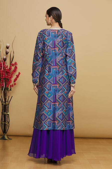 Anupraas By Nishant And Rahul Purple Printed Jacket Lehenga Set 2