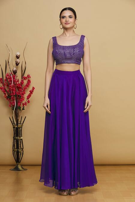 Anupraas By Nishant And Rahul Purple Printed Jacket Lehenga Set 3