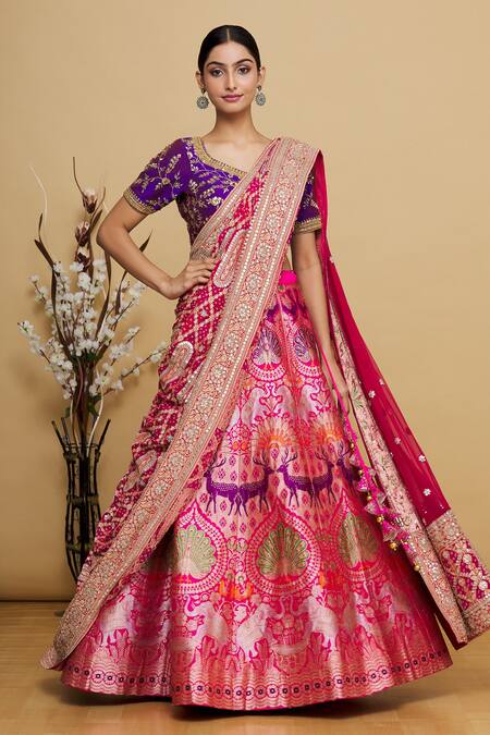 Karuna Deora Pink Lehenga And Embroidered Blouse Set