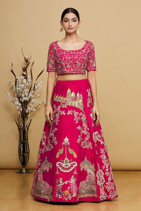 Karuna Deora Pink Embroidered Lehenga Set 3