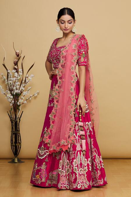 Karuna Deora Pink Embroidered Lehenga Set 4