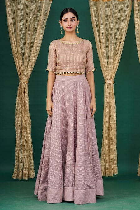 Neha Khullar Purple Geometric Motifs Round Print Lehenga Set Online at Aza Fashions Neha Khullar_Purple Geometric Motifs Round Print Lehenga Set _Online_at_Aza_Fashions