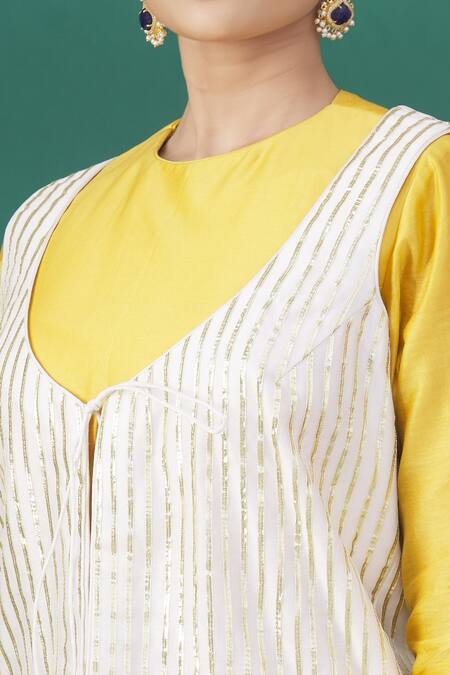 Shop_Pratibha Sultania_Yellow Flared Lehenga Set With Jacket_Online_at_Aza_Fashions