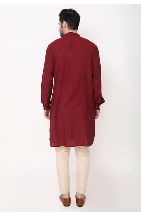 Buy_Manish Nagdeo_Blue Handloom Cotton, Cotton, Viscose Embroidery Bundi Set _Online_at_Aza_Fashions