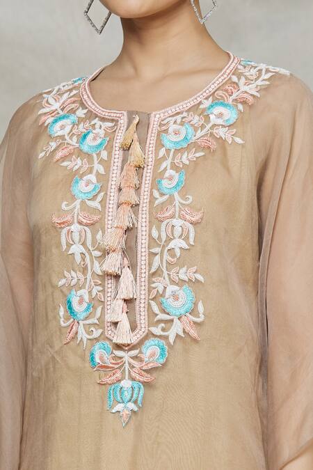 Shop_Kehiaa_Beige Asymmetric Tunic _Online_at_Aza_Fashions