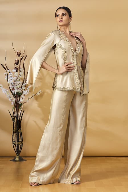 Supria Munjal Gold Embroidered Jacket And Pant Set