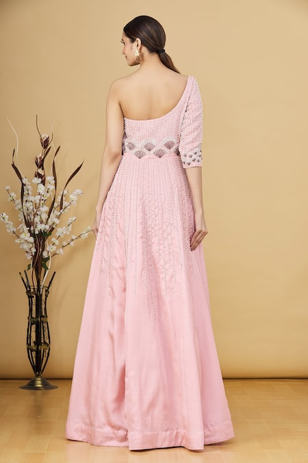 Masumi Mewawalla One Shoulder Embroidered Gown 