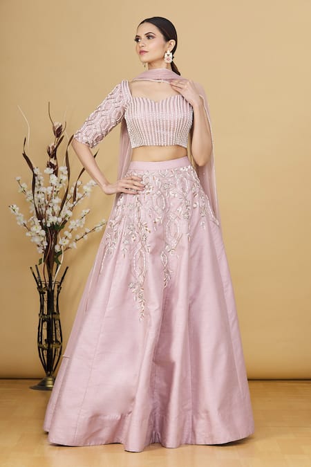 Masumi Mewawalla Honeycomb Embroidered Lehengas Set 