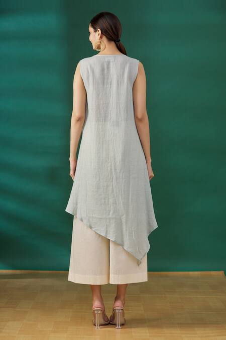 Shop Ezra Blue Round Asymmetric Tunic at Aza Fashions Shop_Ezra_Blue Round Asymmetric Tunic_at_Aza_Fashions