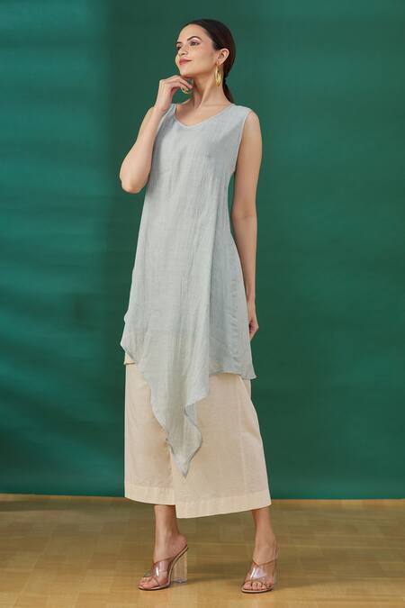 Buy Ezra Blue Round Asymmetric Tunic Online at Aza Fashions Buy_Ezra_Blue Round Asymmetric Tunic_Online_at_Aza_Fashions