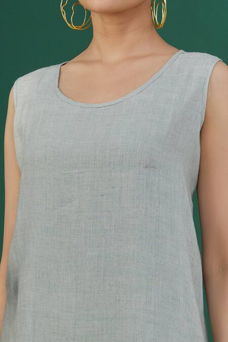 Shop Ezra Blue Round Asymmetric Tunic Online at Aza Fashions Shop_Ezra_Blue Round Asymmetric Tunic_Online_at_Aza_Fashions