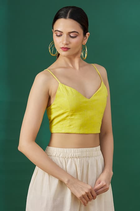 Yellow strappy hot sale crop top