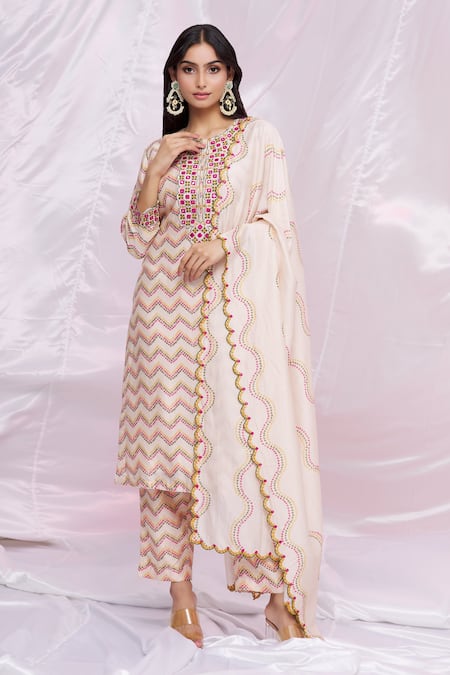 PUNIT BALANA Geometric Bandhani Print Kurta Set 