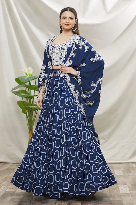 Peacock Blue Sequins, Silver Zari, Stone and Mirror work Jacket Styled –  Seasons Chennai