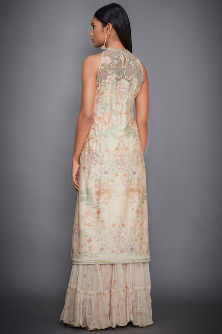 Shop RI.Ritu Kumar Beige Silk Halter Kurta Palazzo Set at Aza Fashions Shop_RI.Ritu Kumar_Beige Silk Halter Kurta Palazzo Set _at_Aza_Fashions