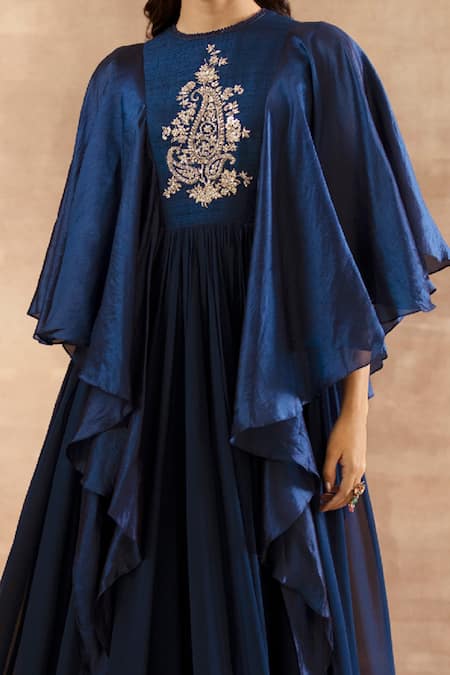 Jayanti Reddy_Purple Raw , Georgette And Zardozi Round Placement Embroidered Anarkali _Online_at_Aza_Fashions