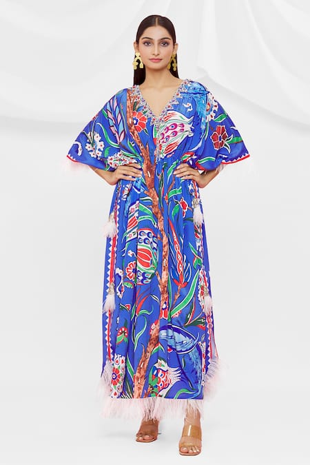 Pria Kataria Puri Floral Pattern V Neck Kaftan 