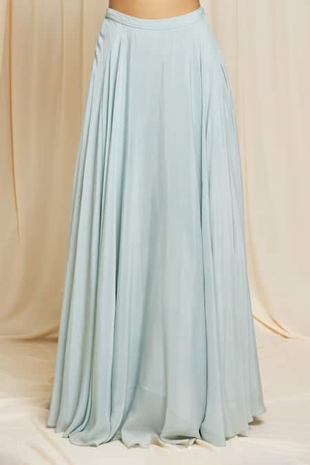 Izzumi Mehta Blue Jacket Net, Lehenga And Blouse Crepe Floral Plunge Hand Embroidered & Set Online at Aza Fashions Izzumi Mehta_Blue Jacket Net, Lehenga And Blouse Crepe Floral Plunge Hand Embroidered & Set _Online_at_Aza_Fashions