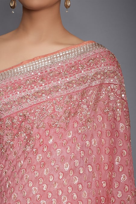 Buy RI.Ritu Kumar Pink Silk Chinon Embroidered Saree Online at Aza Fashions Buy_RI.Ritu Kumar_Pink Silk Chinon Embroidered Saree _Online_at_Aza_Fashions