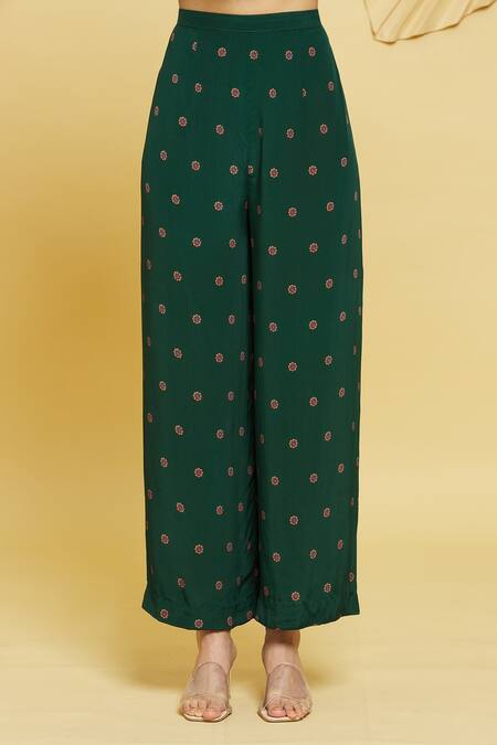 Rajat K Tangri Green Boat Neck Abstract Floral Kaftan And Pant Set at Aza Fashions Rajat K Tangri_Green Boat Neck Abstract Floral Kaftan And Pant Set _at_Aza_Fashions