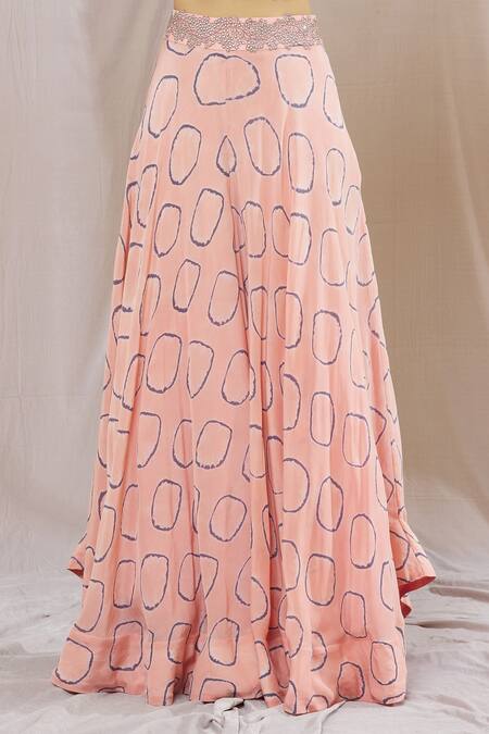 Nupur Kanoi Pink Crepe Beads V-neck Abstract Circle Print Sharara And Top Set at Aza Fashions Nupur Kanoi_Pink Crepe Beads V-neck Abstract Circle Print Sharara And Top Set_at_Aza_Fashions