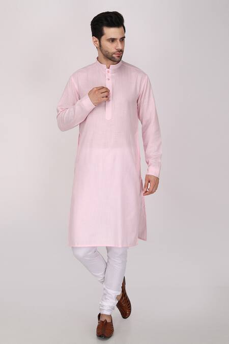 Manish Nagdeo_Pink Bundi And Kurta Ruby , Pyjama Cotton Floral Embroidered & Set _Online_at_Aza_Fashions