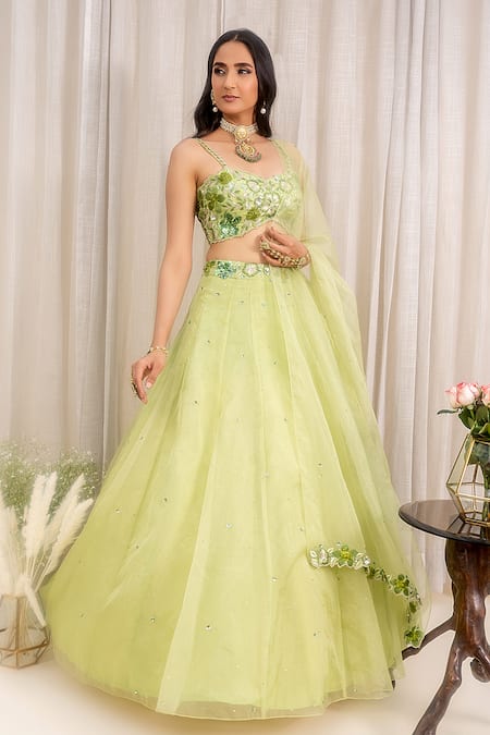 Silky Bindra Floral Embroidered Lehenga Set 