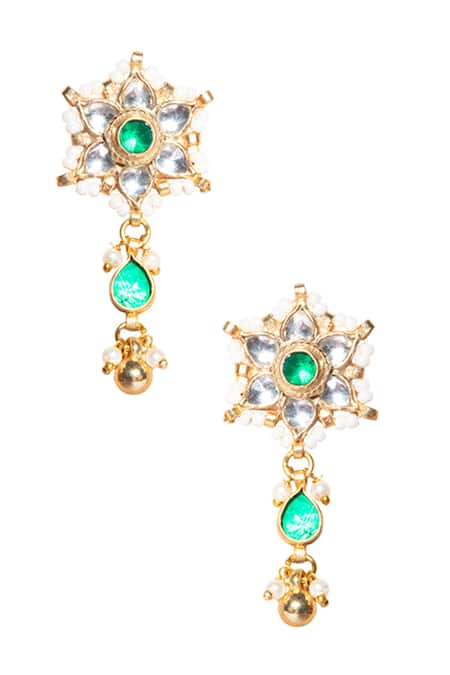 Shop_Namasya_Gold Plated Pearls, Beads Kundan Pendant Choker Set _Online_at_Aza_Fashions