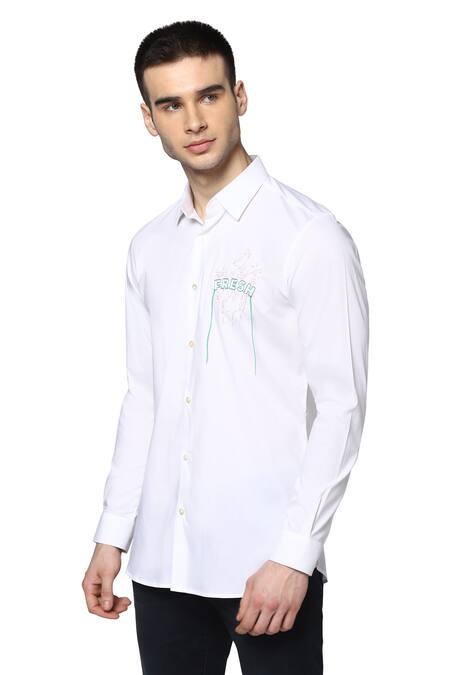 Noonoo White Giza Cotton Shirt Online at Aza Fashions Noonoo_White Giza Cotton Shirt _Online_at_Aza_Fashions