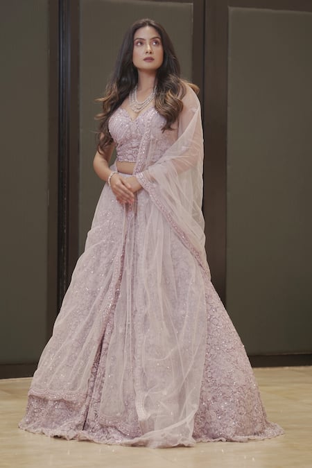 Kalighata Net Floral Embroidered Bridal Lehenga Set 