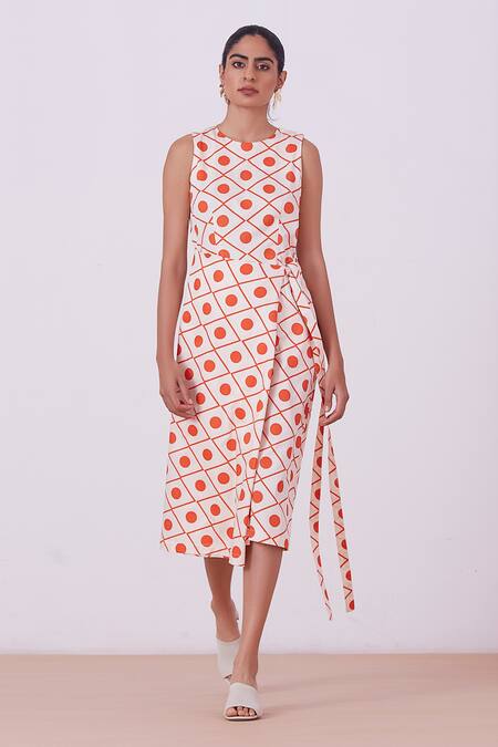 The Summer House_Cream Ferka Front Overlap Dress_Online_at_Aza_Fashions