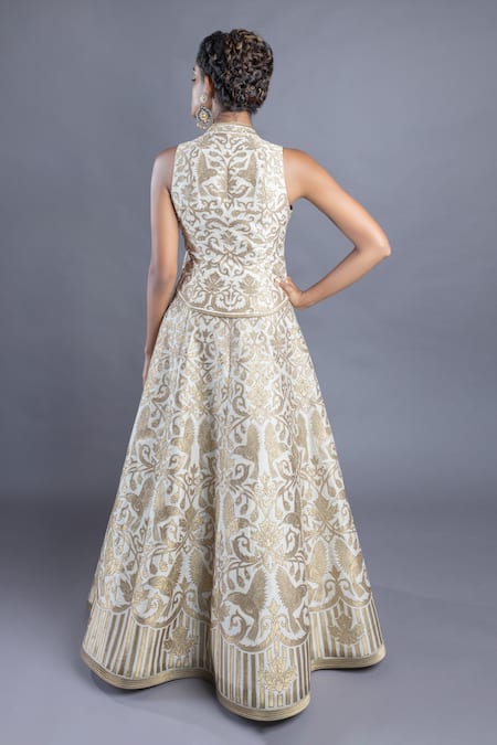 Abhishek Gupta Jacket & Chanderi Silk Lehenga Set 