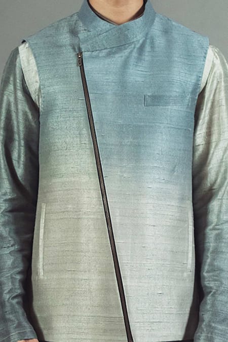 Buy Mitesh Lodha Grey Raw Silk Nehru Jacket Online at Aza Fashions Buy_Mitesh Lodha_Grey Raw Silk Nehru Jacket_Online_at_Aza_Fashions