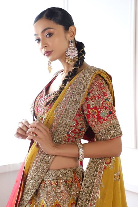 Pallavi Poddar Multi Color Silk, Tissue, Tulle Sequins, Embroidery Vatika Bridal Lehenga Set Online at Aza Fashions Pallavi Poddar_Multi Color Silk, Tissue, Tulle Sequins, Embroidery Vatika Bridal Lehenga Set _Online_at_Aza_Fashions