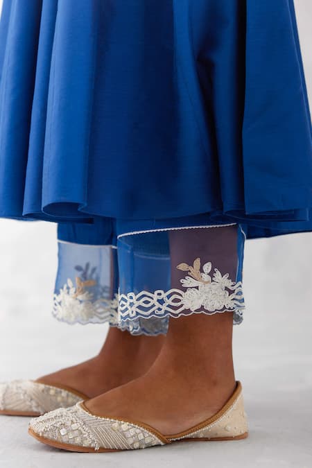 Buy Devnaagri Blue Cotton, , Organza Embroidery Anarkali Set With Dupatta And Palazzo Online at Aza Fashions Buy_Devnaagri_Blue Cotton, , Organza Embroidery Anarkali Set With Dupatta And Palazzo _Online_at_Aza_Fashions