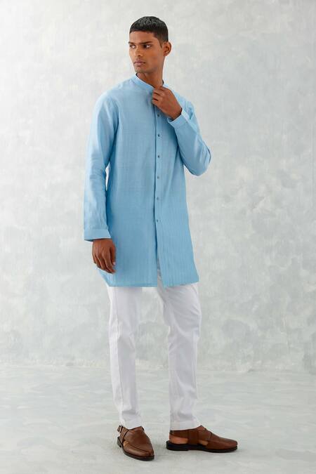 Shop Devnaagri Blue Linen, Silk, Cotton Embroidery Flower Bloom Bundi Set Online at Aza Fashions Shop_Devnaagri_Blue Linen, Silk, Cotton Embroidery Flower Bloom Bundi Set _Online_at_Aza_Fashions