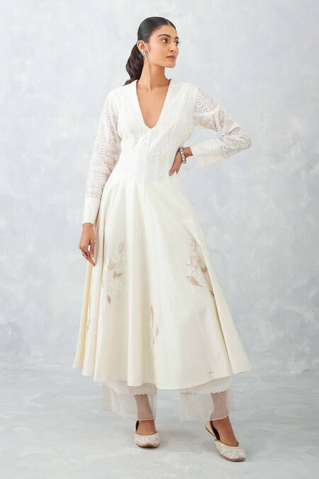 Buy Devnaagri Ivory Chanderi, Silk Organza Embroidery, Ikat Print Flared Anarkali Palazzo Set Online at Aza Fashions Buy_Devnaagri_Ivory Chanderi, Silk Organza Embroidery, Ikat Print Flared Anarkali Palazzo Set _Online_at_Aza_Fashions