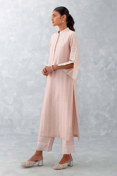 Buy Devnaagri Pink Cotton, Silk Organza Cut Work, Embroidery Pintucked Thread Kurta Set Online at Aza Fashions Buy_Devnaagri_Pink Cotton, Silk Organza Cut Work, Embroidery Pintucked Thread Kurta Set _Online_at_Aza_Fashions