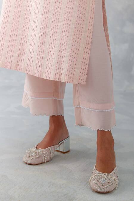 Devnaagri Pink Cotton, Silk Organza Cut Work, Embroidery Pintucked Thread Kurta Set at Aza Fashions Devnaagri_Pink Cotton, Silk Organza Cut Work, Embroidery Pintucked Thread Kurta Set _at_Aza_Fashions