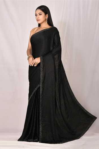 Buy Nazaakat by Samara Singh Black Embellished Satin Chiffon Saree Online