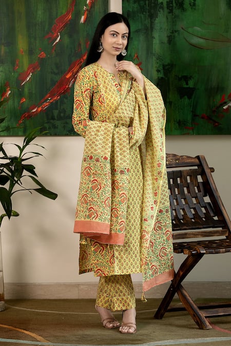Abbaran Hand Block Print Kurta Set 