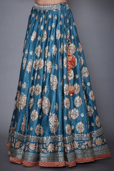 Shop RI.Ritu Kumar Blue Silk Satin Round Embroidered Bridal Lehenga Set Online at Aza Fashions Shop_RI.Ritu Kumar_Blue Silk Satin Round Embroidered Bridal Lehenga Set _Online_at_Aza_Fashions