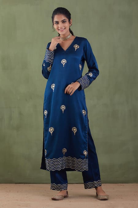 Abbaran Foil Print Kurta & Palazzo Set 