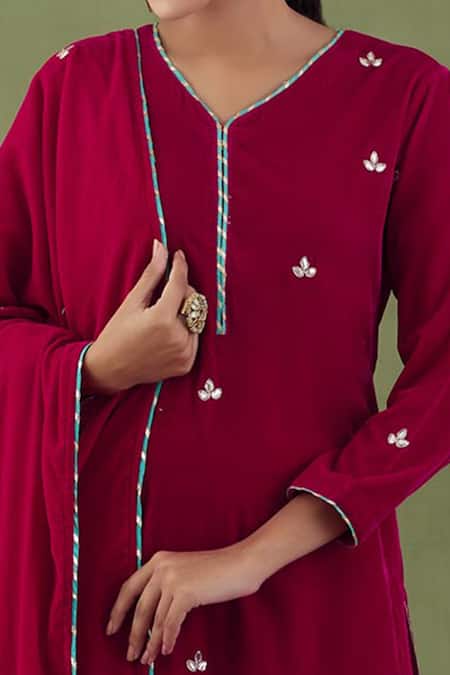 Shop Abbaran Pink Velvet Gota Embroidered Shawl at Aza Fashions Shop_Abbaran_Pink Velvet Gota Embroidered Shawl_at_Aza_Fashions