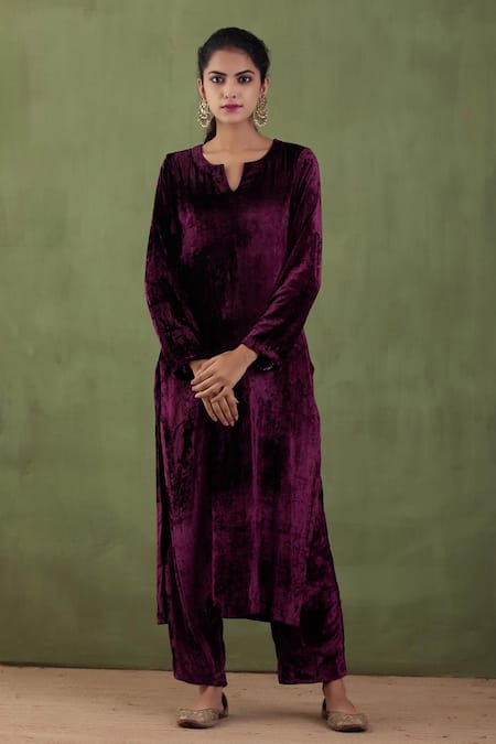 Abbaran Silk Velvet Kurta & Palazzo Set 