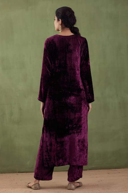 Abbaran Silk Velvet Kurta & Palazzo Set 