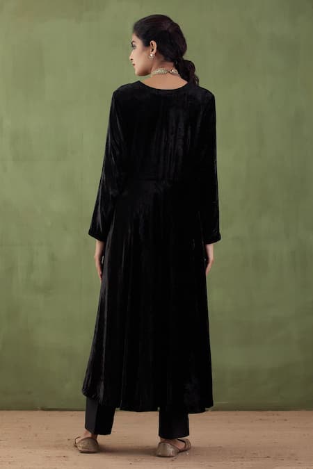 Abbaran Silk Velvet Anarkali & Palazzo Set 