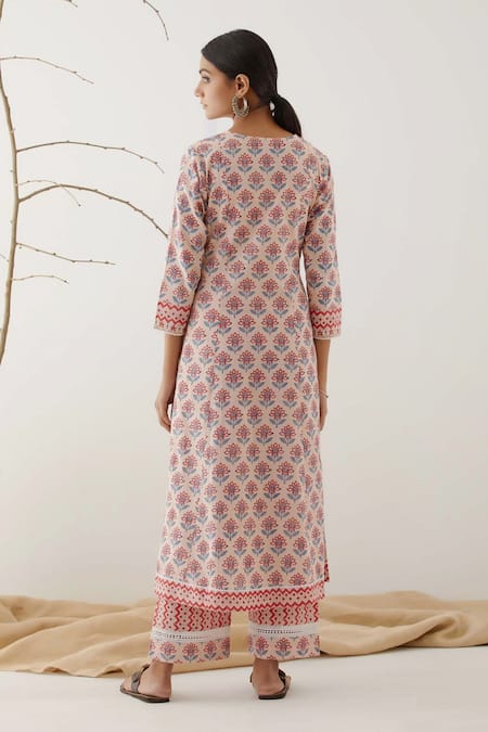 Abbaran Hand Block Print Kurta Palazzo Set 