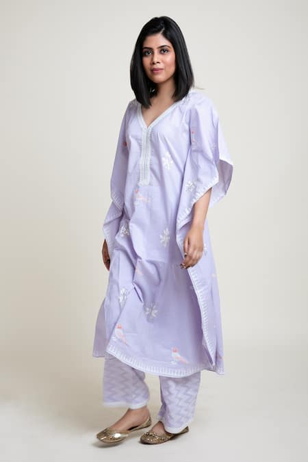 Abbaran Printed Kaftan Kurta & Palazzo Set 